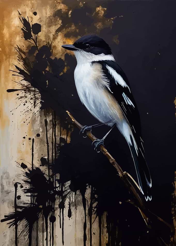 European pied flycatcher Bird on Branch