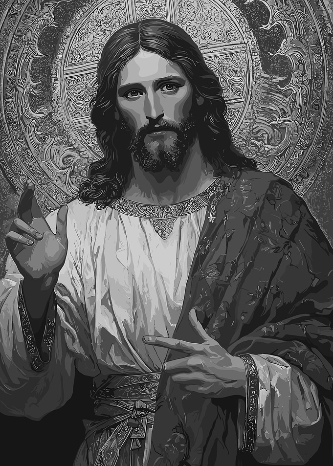 Monochrome Portrait of Jesus Christ