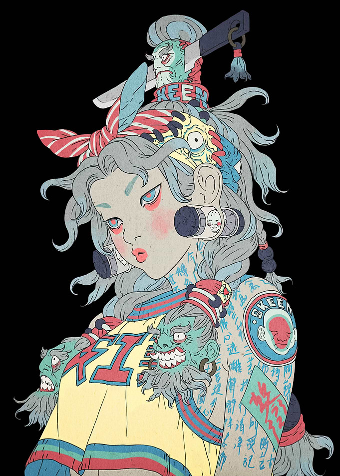 Stylized Portrait with Japanese Influences