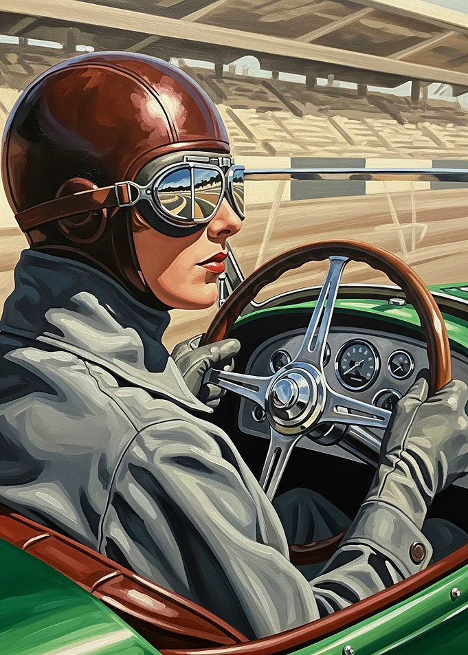 LA PILOTE DE COURSE (The Racing Driver) - Original Art Deco Artwork