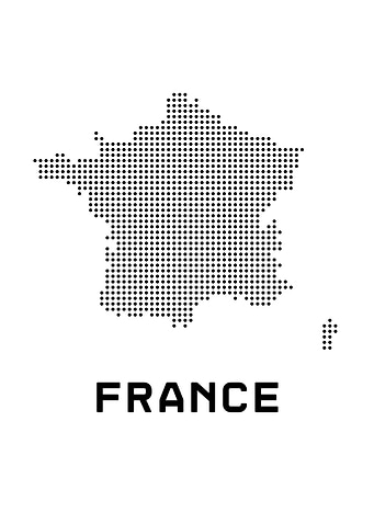 France Map Dotted Black and White