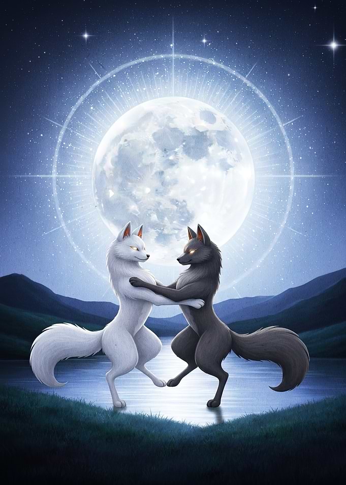 Dancing Wolves Moonlight