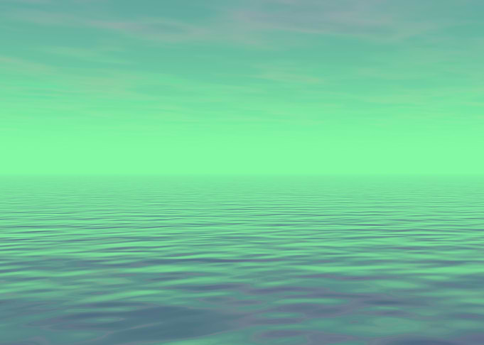 Serene Green Ocean and Sky