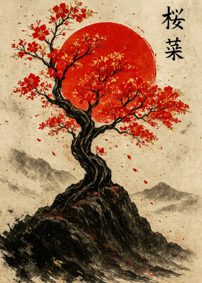 Japanese Cherry Blossom Tree Art