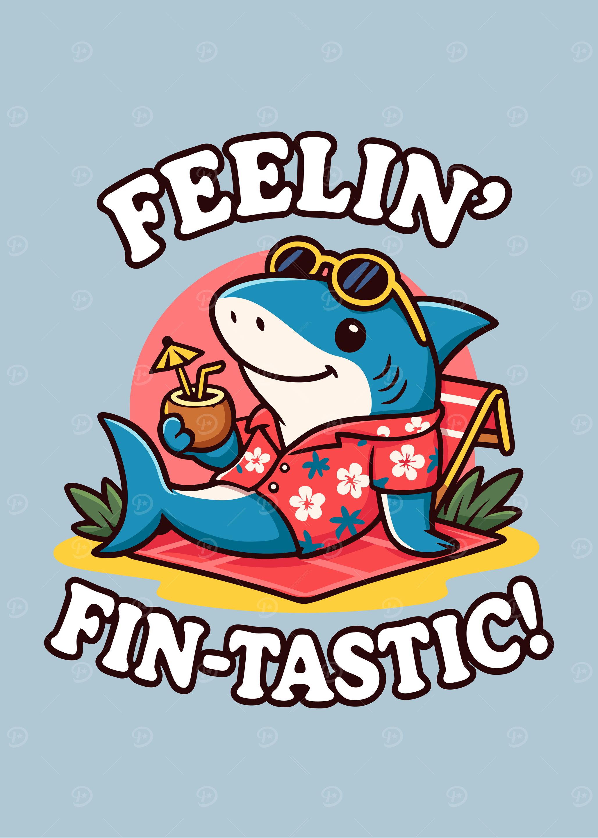 Feelin' Fin-tastic Cartoon Shark Vacation