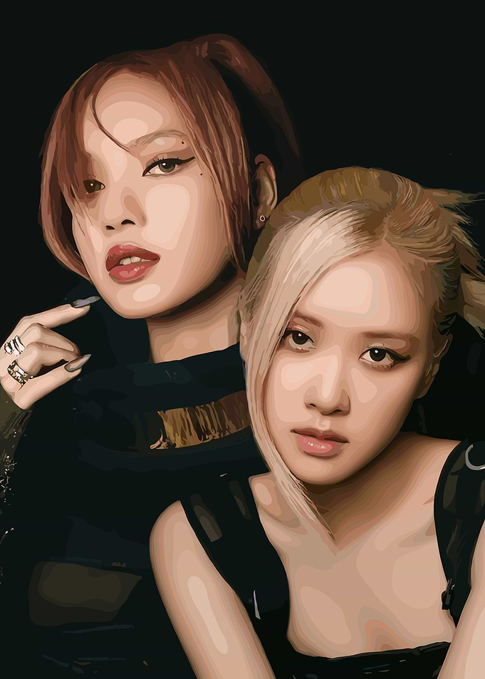 Lisa and Rosé Portrait Digital Art