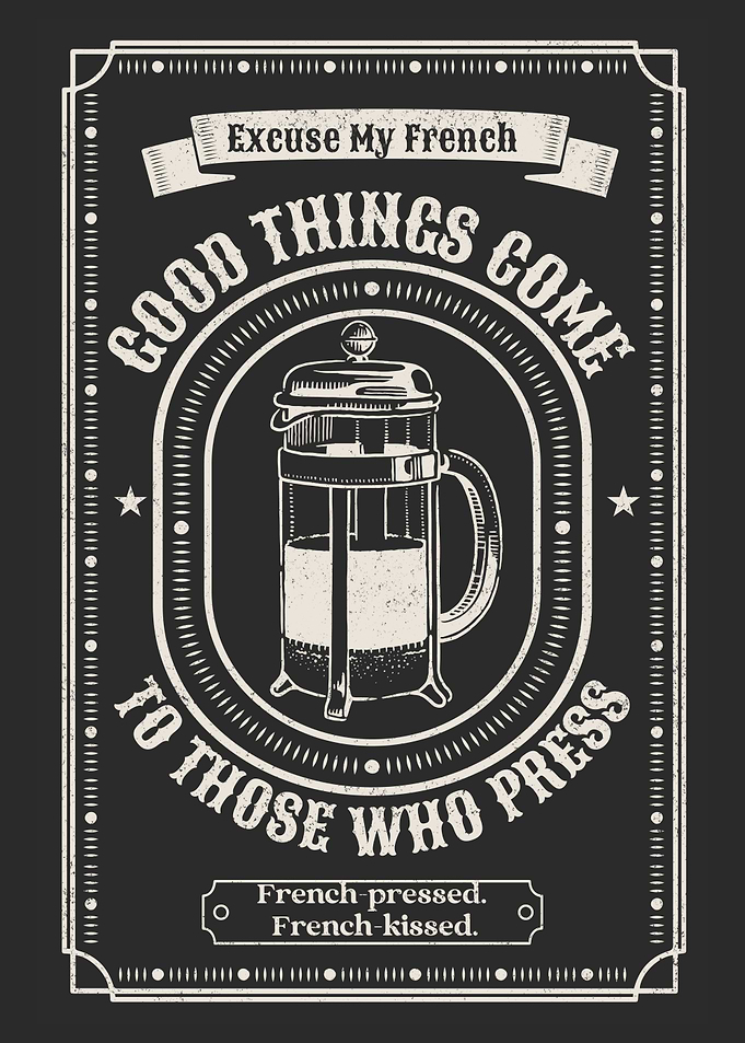 French Press Coffee Vintage Poster