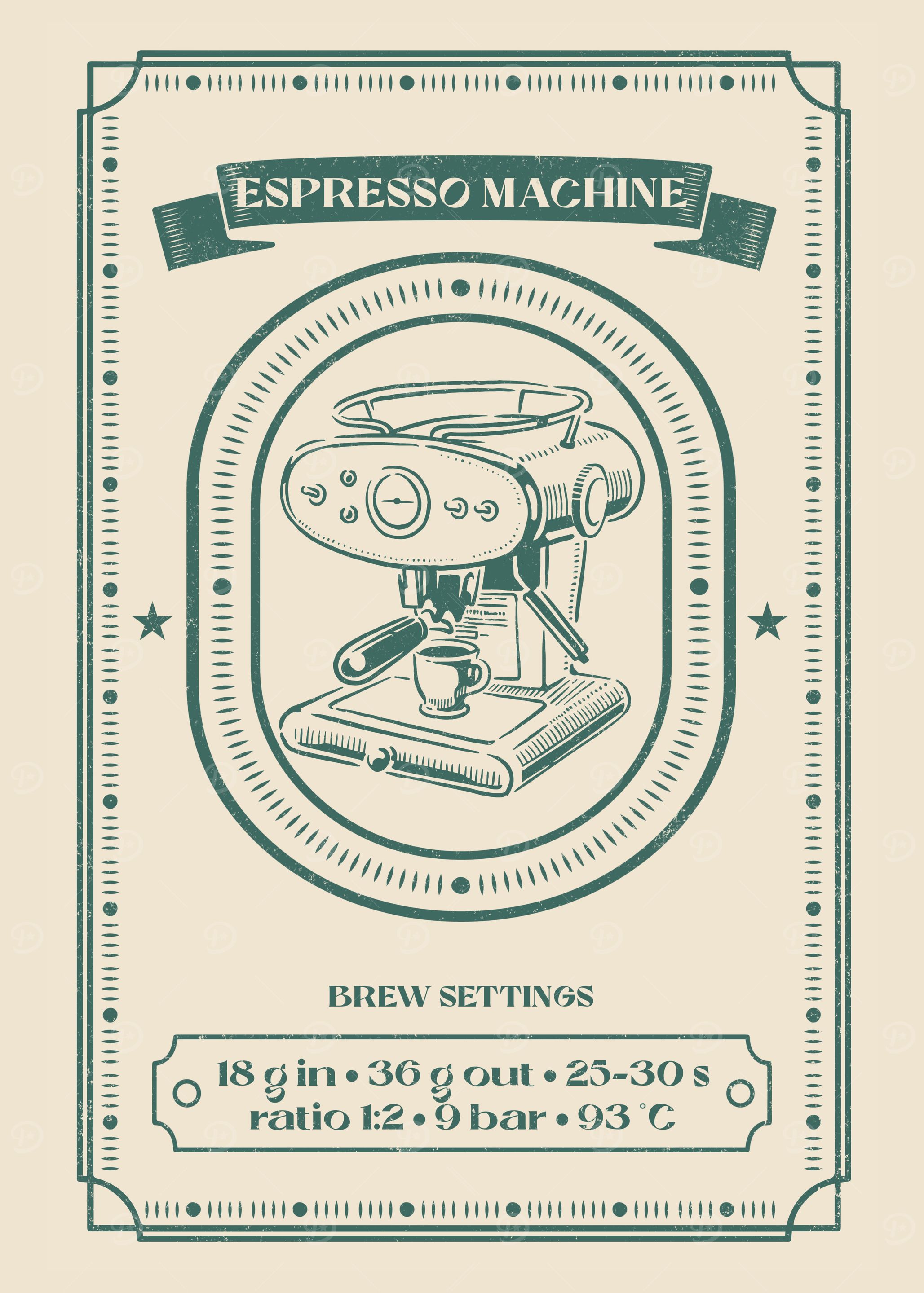 Espresso Machine Vintage Coffee Poster