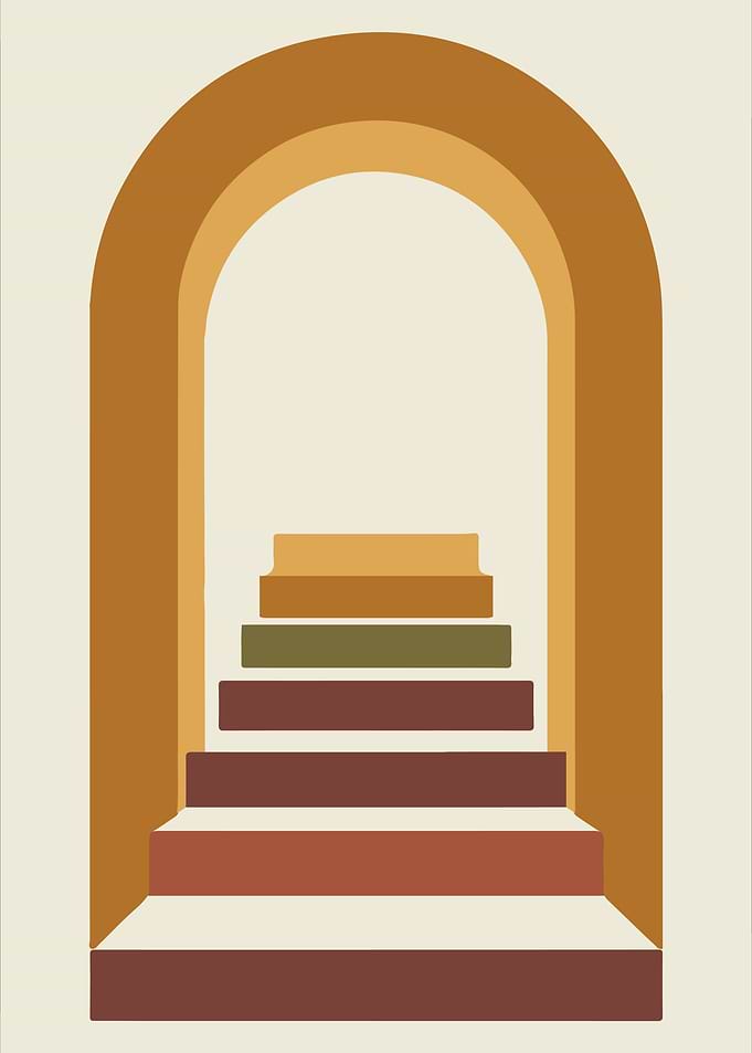 Abstract Archway with Steps Illustration