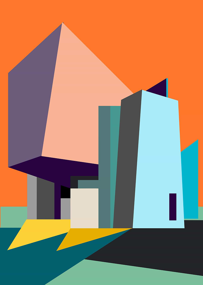 Abstract Geometric Building Illustration