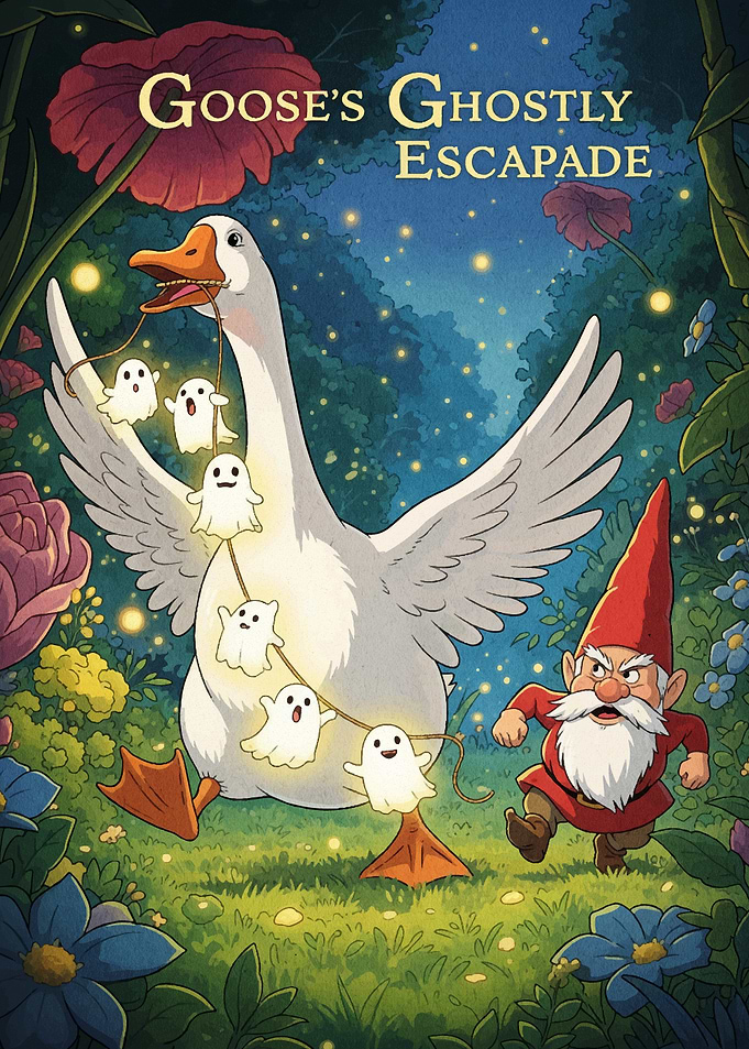 Goose's Ghostly Escapade Illustration - Untitled Goose Game