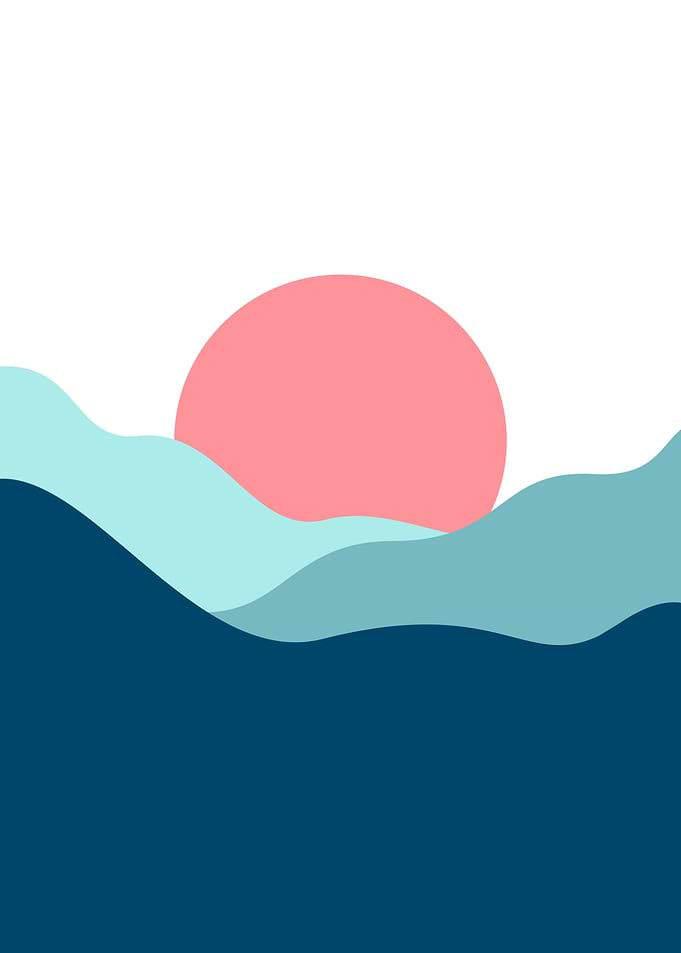 Minimalist Sunset Over Ocean Waves