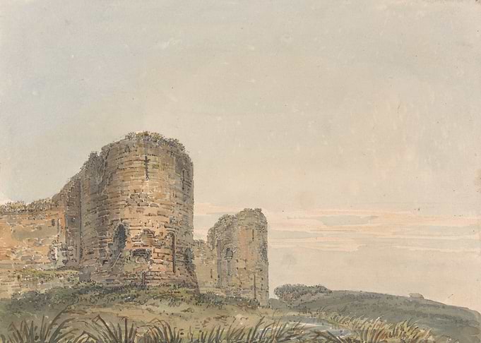 Watercolor Painting of Castle Ruins