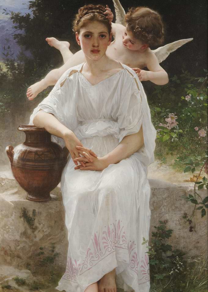 Classical Beauty with Cupid Painting