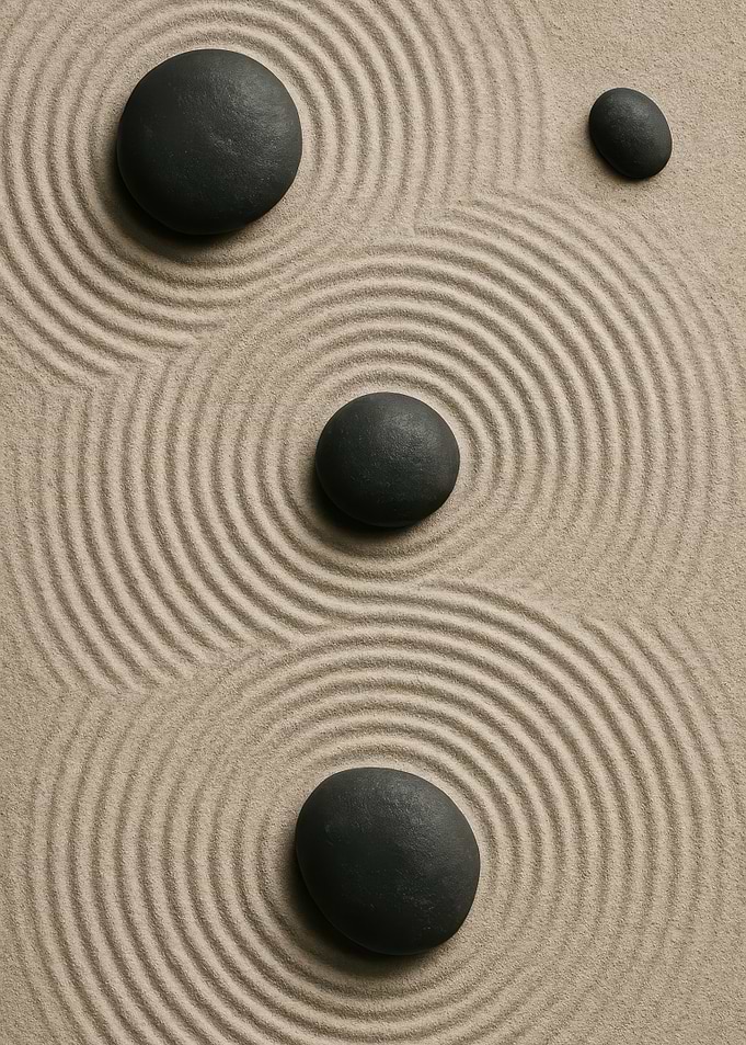 Zen Garden with Stones and Sand