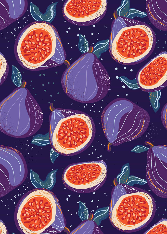 Fig Pattern on Dark Blue Background