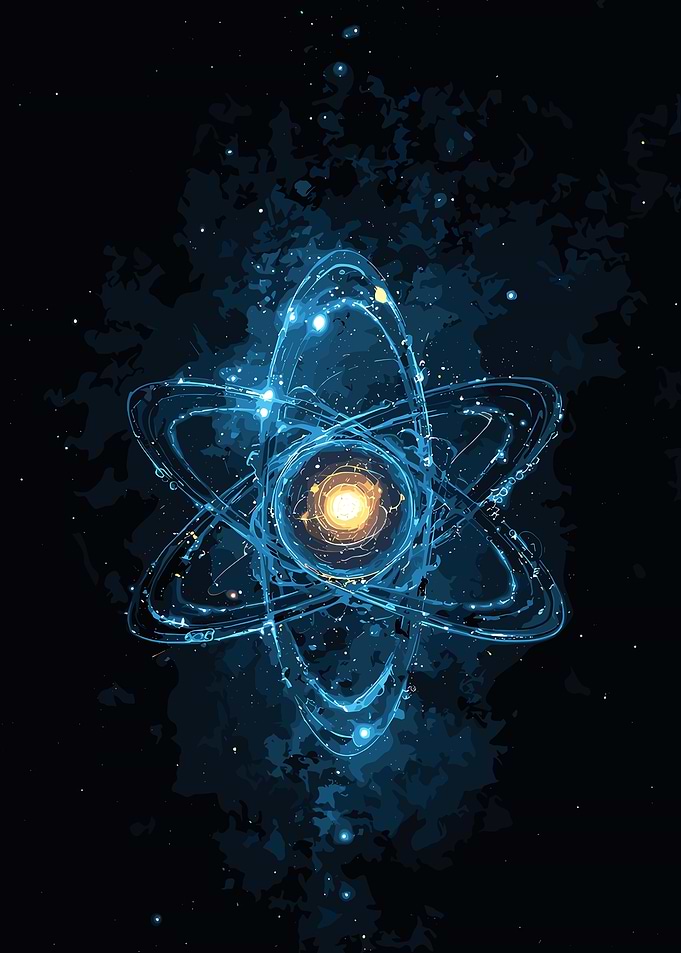 Glowing Blue Atom Structure Illustration