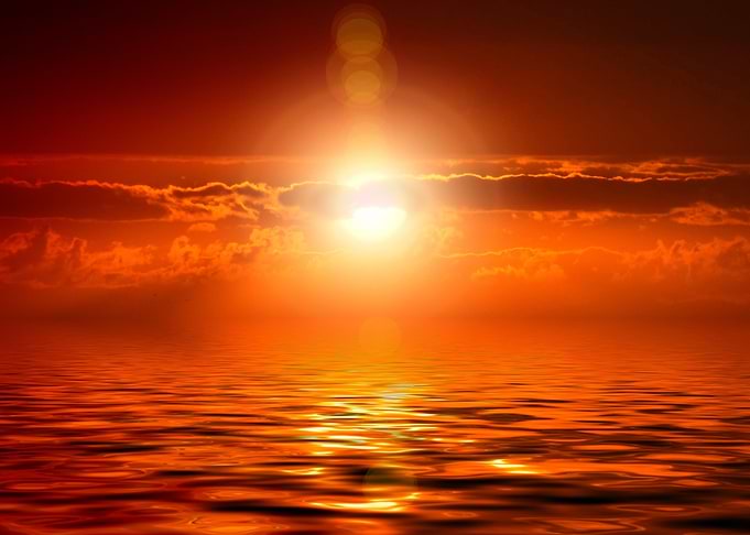 Fiery Sunset Over Water