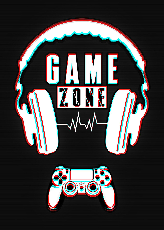 Game Zone Headphones and Controller Art