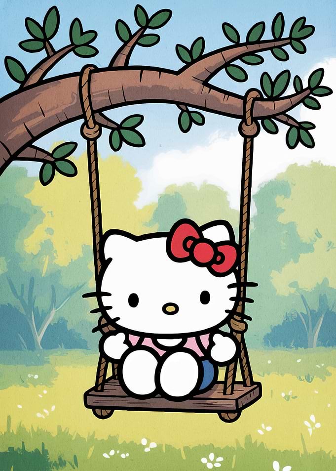 Cat Animal on a Swing