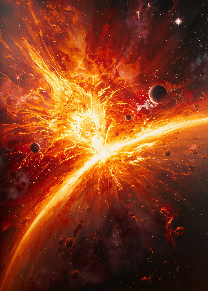 Planetary Collision – Fiery Cosmic Explosion