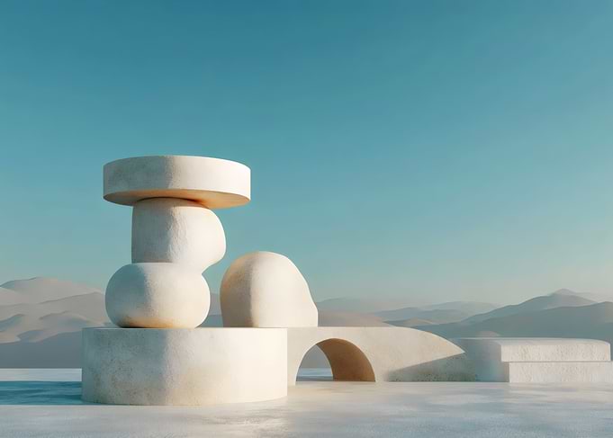 Abstract Stone Structures in Desert Landscape