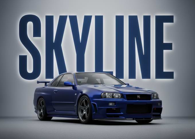 Blue Nissan Skyline Car