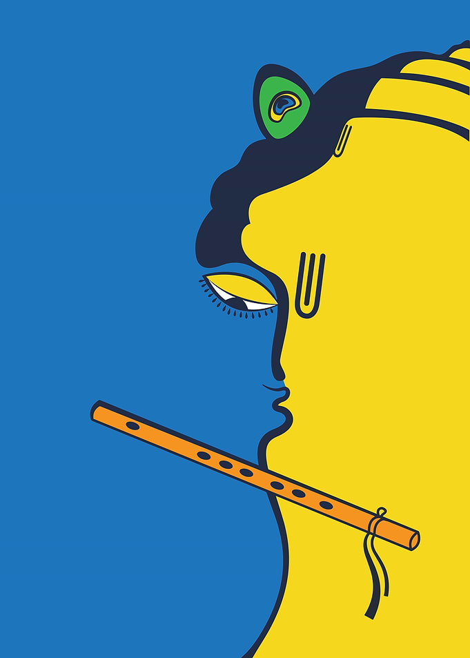 Krishna with Flute Minimalist Art