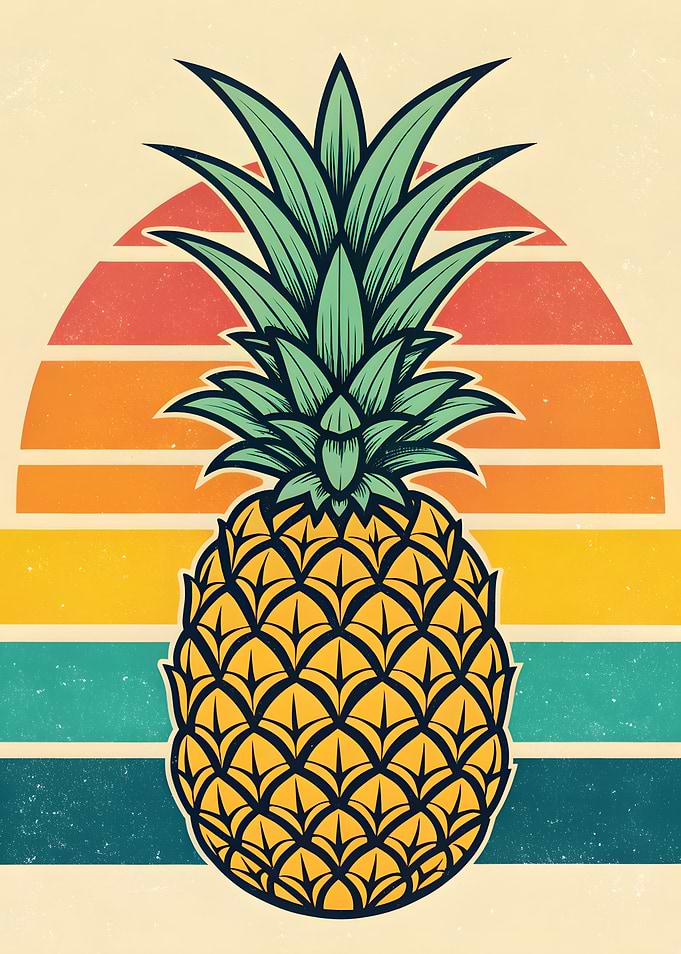 Retro Pineapple Art