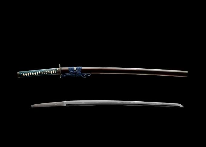 Katana and Saya on Black Background