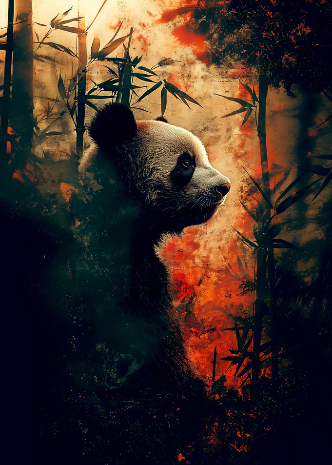 Panda in Bamboo Forest Art