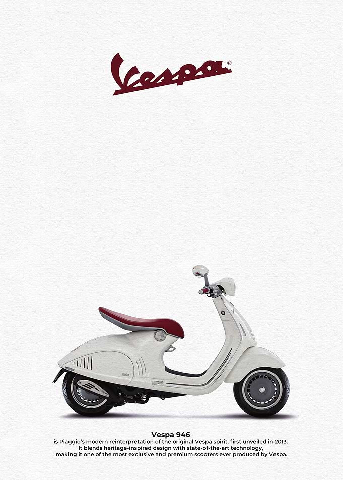 Vespa 946 Scooter on White Background