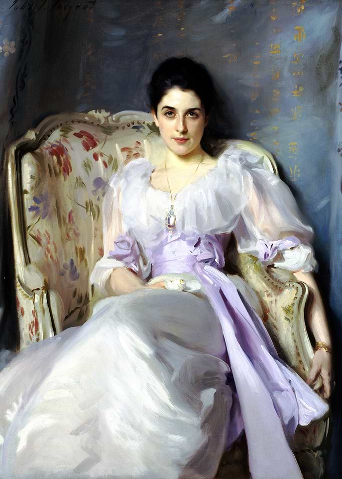 Elegant Woman in White Dress Painting
