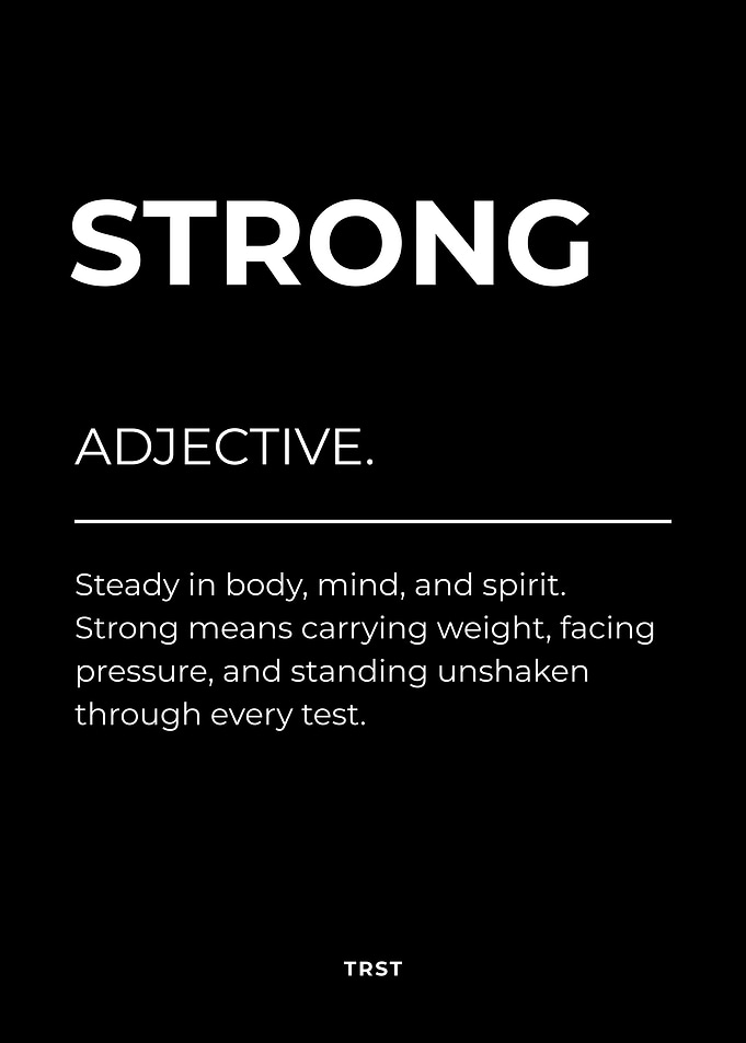 Strong – Minimalist Black & White Motivational Definition Wall Art