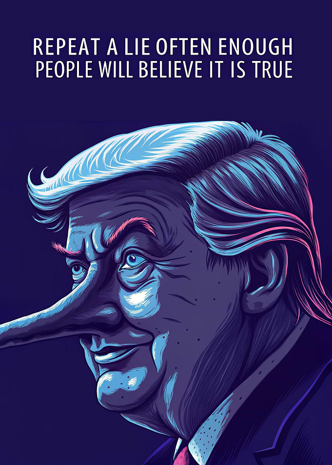 Political Satire: Long-Nosed Figure Illustration