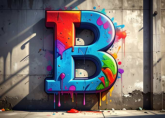 Graffiti Letter B on Concrete Wall
