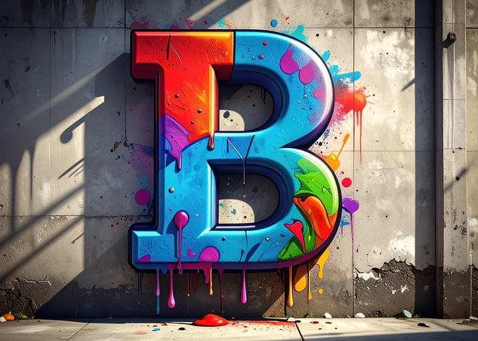 Graffiti Letter B on Concrete Wall