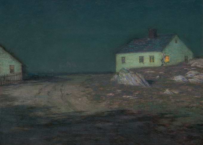 Night Landscape with Houses Painting