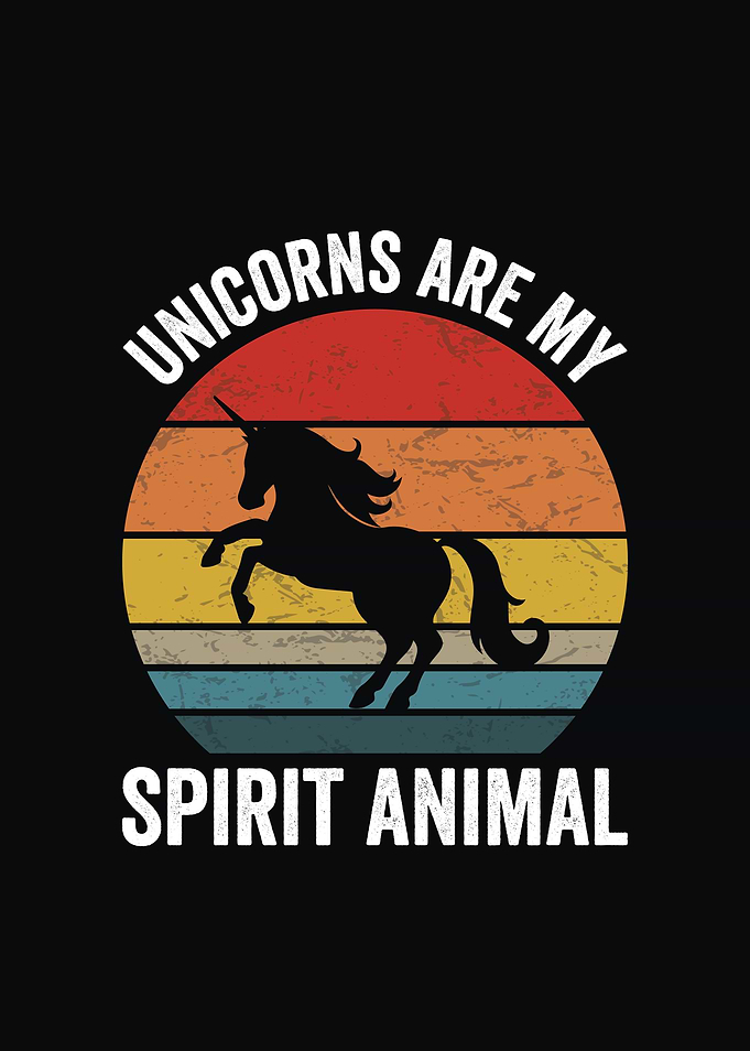 Unicorns are my spirit animal retro design
