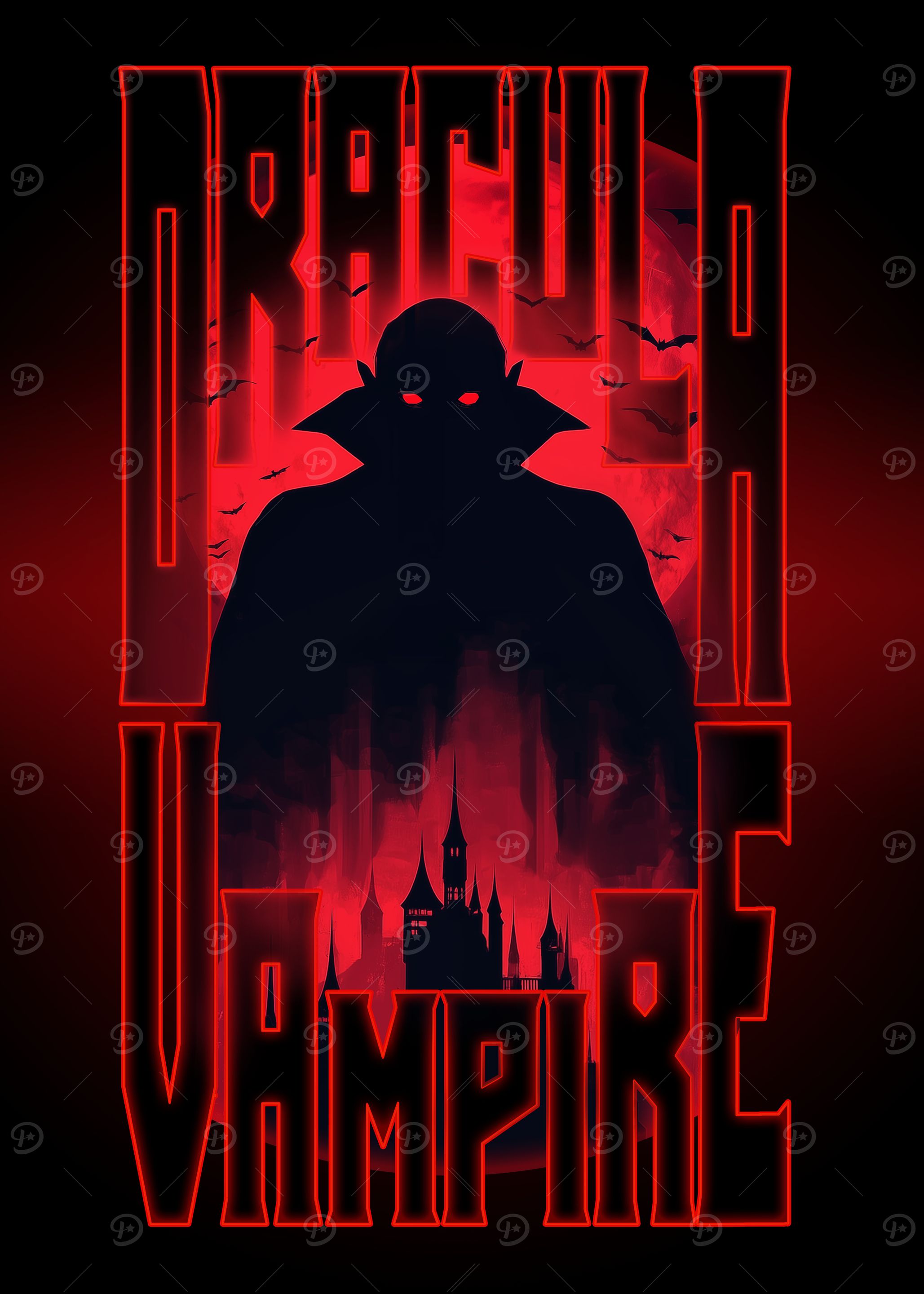 Dracula Vampire Silhouette with Castle