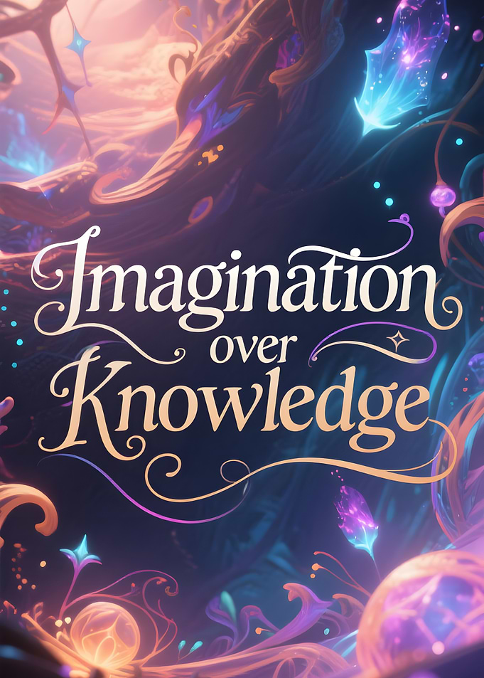 Science Quote: Imagination over Knowledge in Fantasy Background