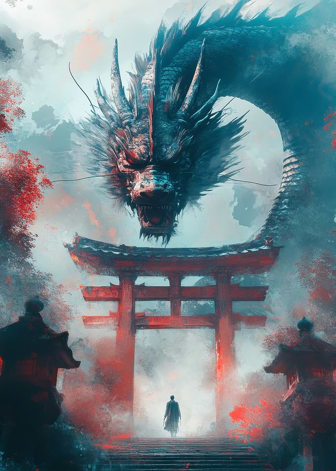 Dragon over Torii Gate