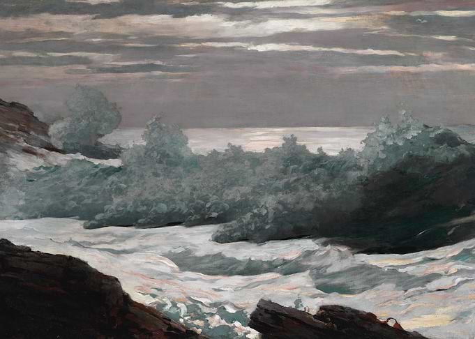 Seascape Painting with Crashing Waves