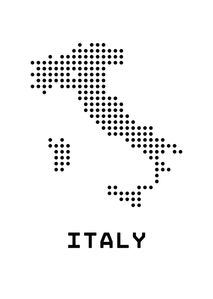 Italy Map Dotted Black and White