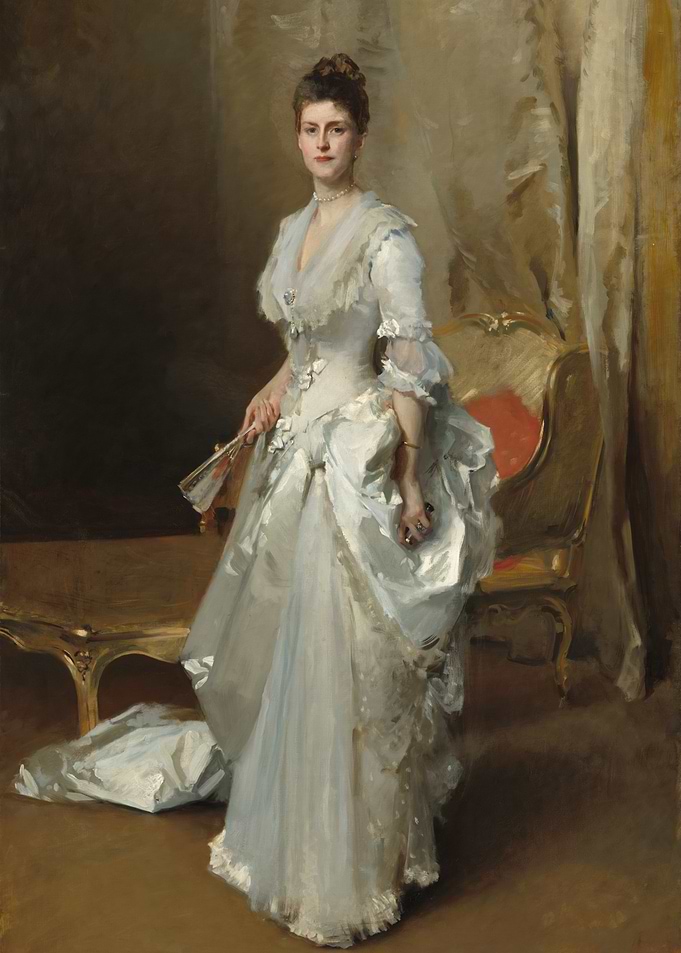 Elegant Woman in White Gown Painting