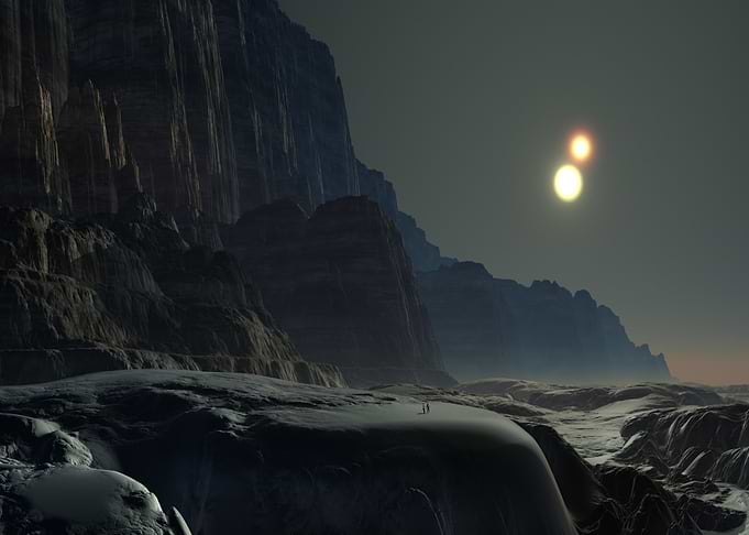 Alien Landscape with Two Suns