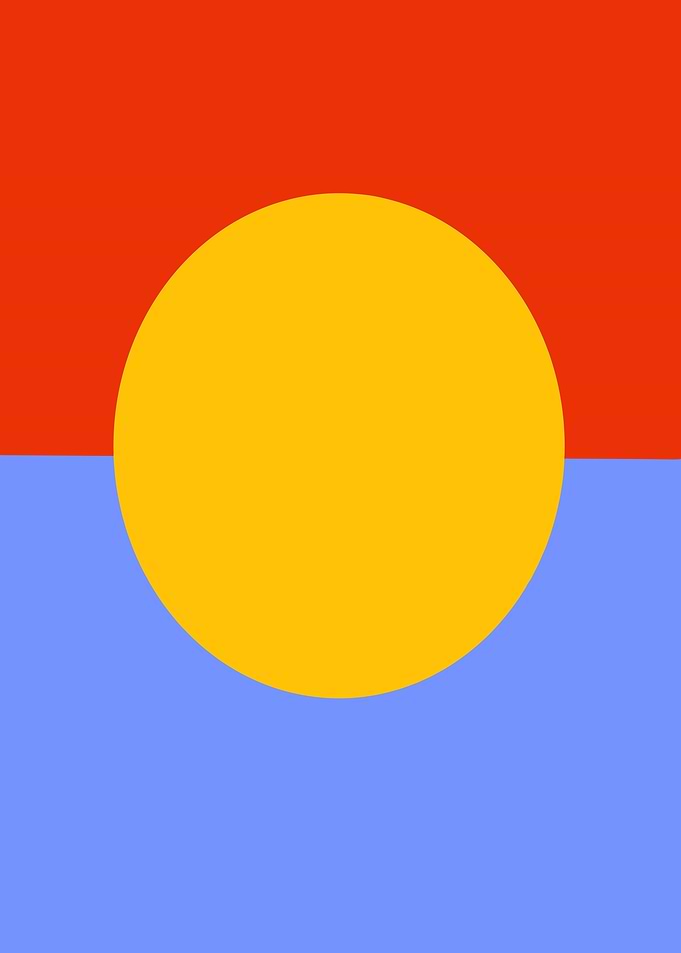Abstract Color Block with Yellow Circle