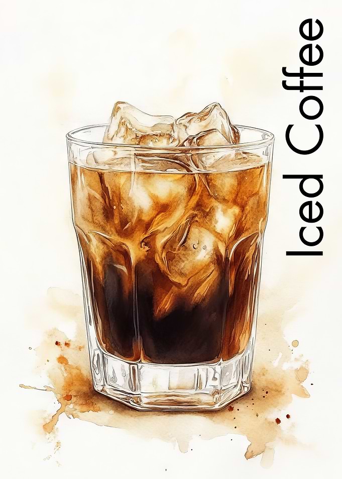 Iced Coffee Watercolor Illustration | Coffee Poster