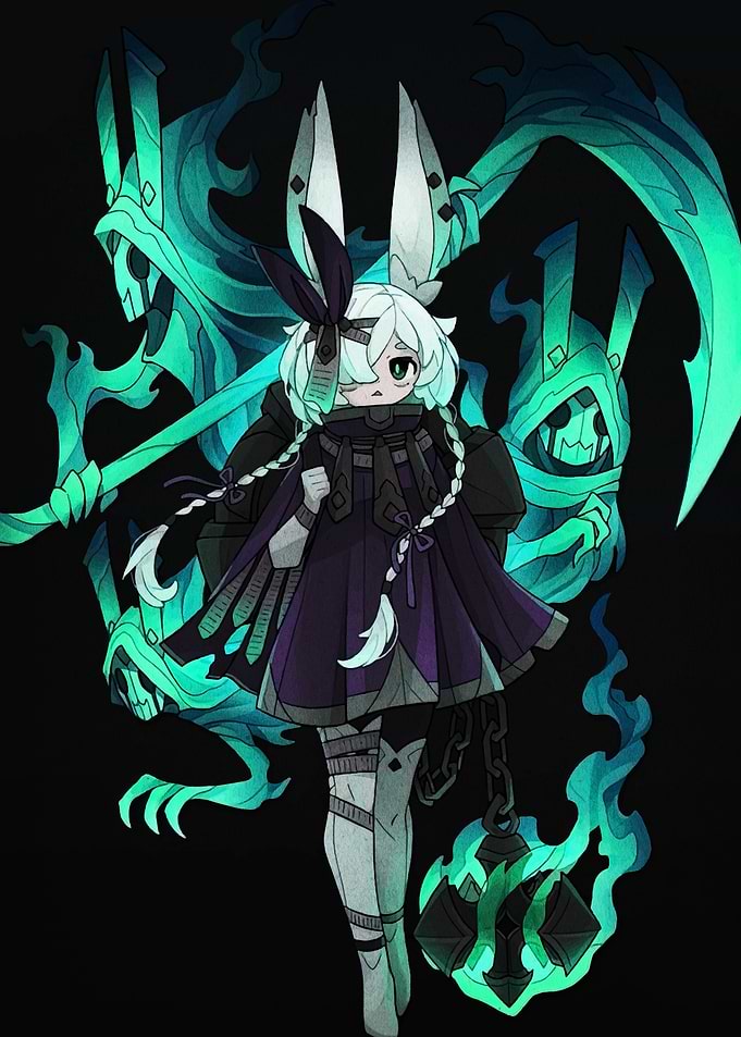 Anime Girl with Grim Reaper Spirits