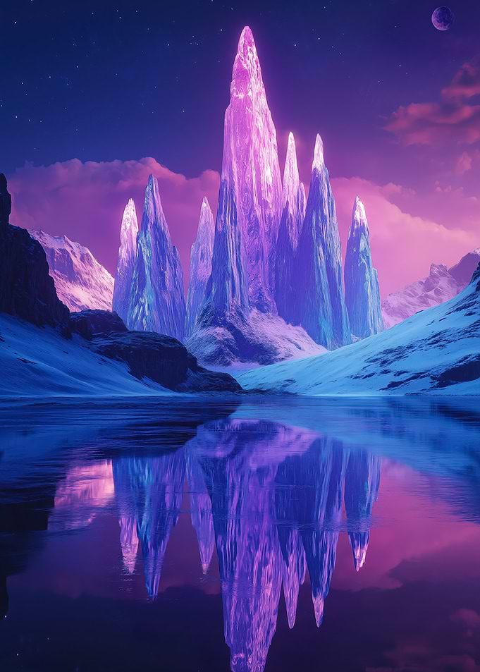 Neon Crystal Mountains Landscape